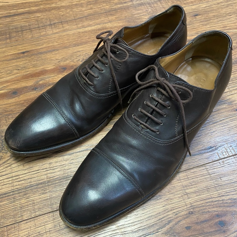GUCCI Dress Shoes men’s gucci leather shoes dress shoes brown lace up shoes